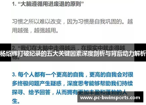 杨绍辉打破纪录的五大关键因素深度剖析与背后动力解析