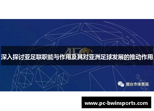 深入探讨亚足联职能与作用及其对亚洲足球发展的推动作用