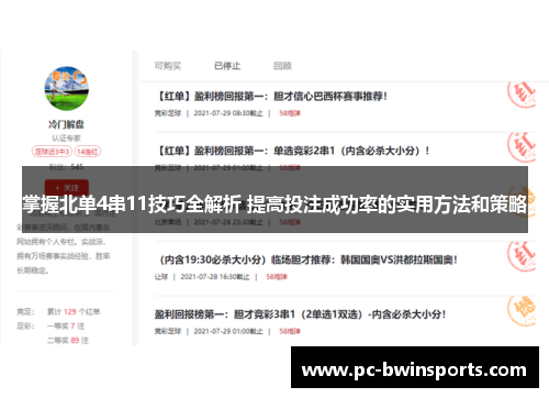 掌握北单4串11技巧全解析 提高投注成功率的实用方法和策略
